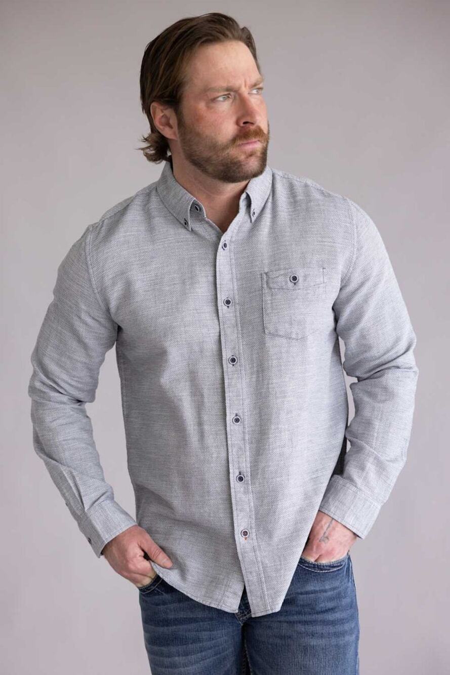 NWT Weatherproof Men's Vintage Cotton Pebble Button Up Shirt in Maritime Blue XL